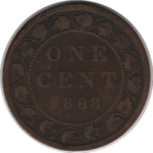 '1888 Canada 1 Cent Coin Very Faint ''1'' in date (KM#7 Schön#5)'