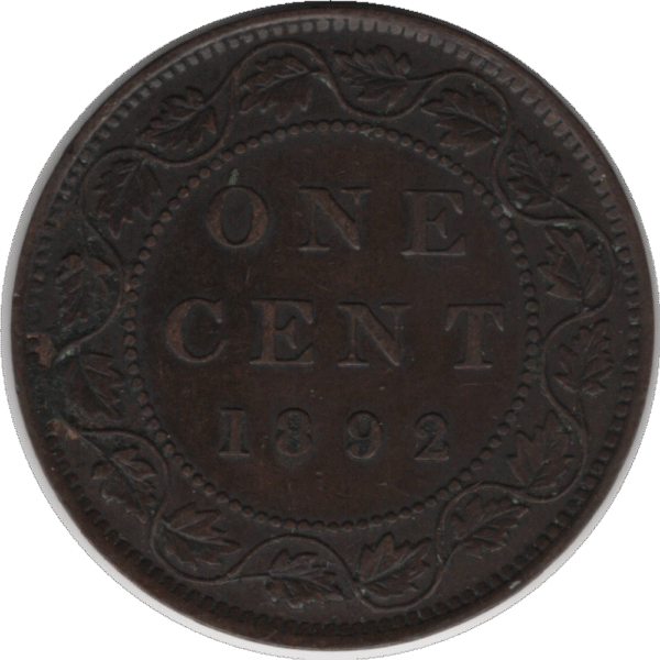 1892 Canada 1 Cent Coin Obv# 3a (KM#7 Schön#5)