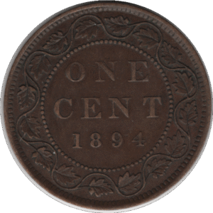 '1894 9/9 Canada 1 Cent Coin Thin ''4'' (KM#7 Schön#5)'