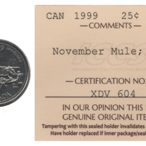 Canada 1999 November Mule 25 Cents ICCS MS64 NBU (Ch#RC-631 KM#352 Schön#333)