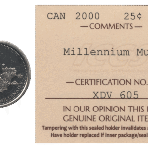Canada 2000 Millennium Medal/25 Cents Mule ICCS MS63