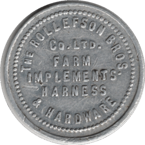 '1912-1934 The Rollefson Bro''s Co. Ltd. Swift Current Sask. 25C Token Mintage: 100 #6640f'
