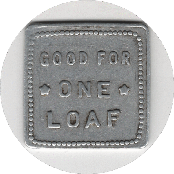 '1918 ''Washington Park Bakery'' Regina Sask. 1 Loaf of Bread Token 2nd Issue #4350 r1'