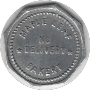 1938 Maple Leaf Bakery Regina Sask. G/F 1 Loaf of Bread Token Type 1 #4330r2