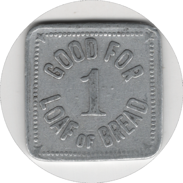 C.1930s West End Bakery Portage La Prairie Manitoba G/F 1 Loaf Token Stewart# MB 3360a