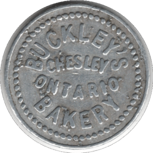 'C.1930s ''Buckley''s Bakery'' Chesley ONT. G/F 1 Loaf Bread Token'