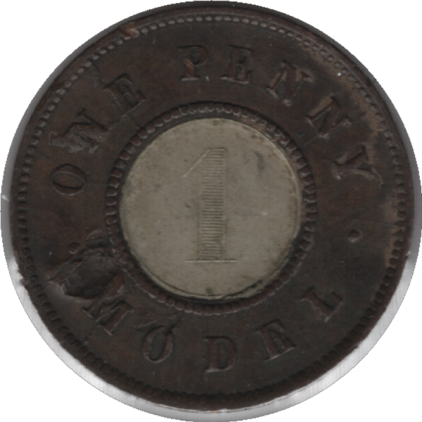 'C.1844 Joseph Moore One Penny Model Pattern Token Nose to ''R'' Rogers#203'