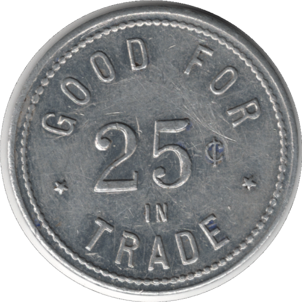 'C.1920s ''J.K. Loeppky Merchant'' Horndean Manitoba G/F 25 Cents Token'