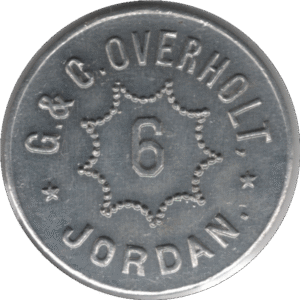 C. 1910 G. & C Overholt Jordan ONT. (Canners/Pickers) 6 Cent Merchant Token