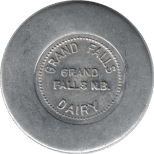 C.1950s Grand Falls Dairy (Grand Falls N.B.) 1 Quart Milk Token Jumbo Flan