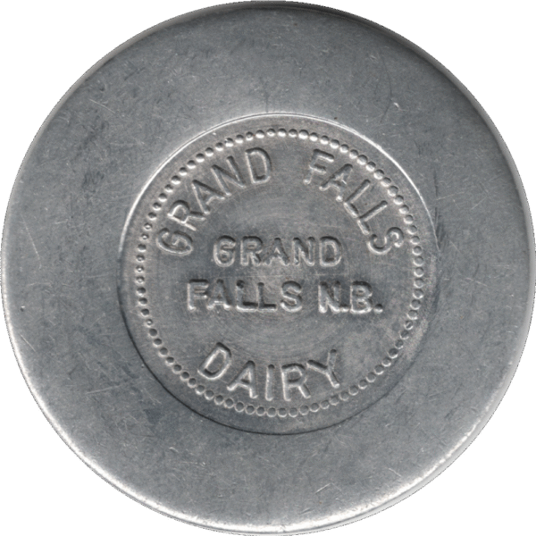 C.1950s Grand Falls Dairy (Grand Falls N.B.) 1 Quart Milk Token Jumbo Flan