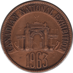 '1963 C.N.E. Antiqued Bronze Medallion ''Toronto the Queen City'''
