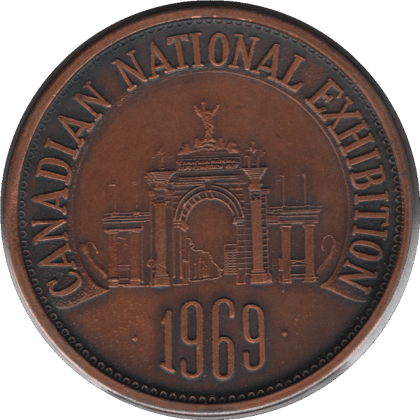 '1969 C.N.E. Antiqued Bronze Medallion Exhibition Logo ''69'