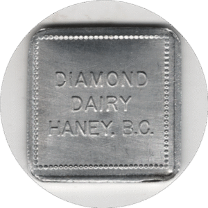 C.1940 Diamond Dairy Haney B.C. Good for 1 Pint Standard Square Token. Lustrous Example