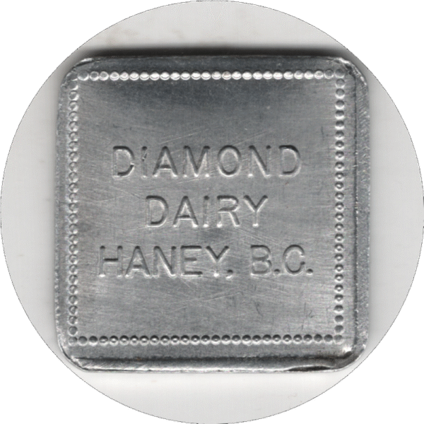 C.1940 Diamond Dairy Haney B.C. Good for 1 Pint Standard Square Token. Lustrous Example