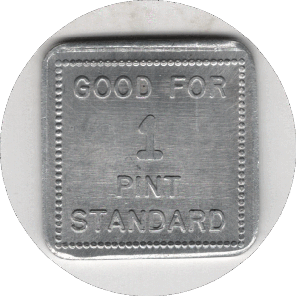 C.1940 Diamond Dairy Haney B.C. Good for 1 Pint Standard Square Token. Lustrous Example