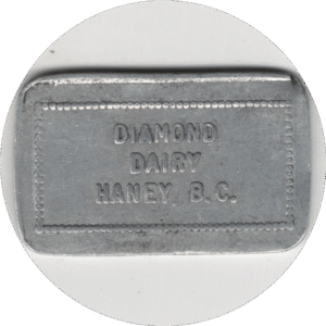 C.1940 Diamond Dairy Haney B.C. Good for 1 Quart Standard Rectangular Token.