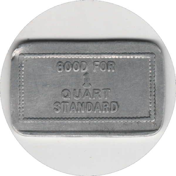C.1940 Diamond Dairy Haney B.C. Good for 1 Quart Standard Rectangular Token.