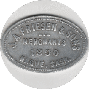 1890 (1912) J.A. Freisen & Sons Merchants Hauge Sask. 50C Token Mintage 100 (#2000E)