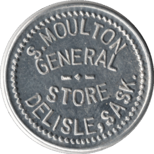 1914 S. Moulton General Store Delisle Sask. 5 Cent Token (#1100h)
