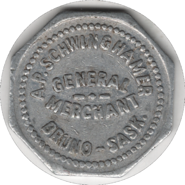 1936-45 A.P. Schwinghamer General Merchant Bruno Sask. 10 Cent Token (#838g)