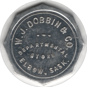 1911 W.J. Dobbin & Co. Departmental Store Elbow Sask. "1c in Trade" Token Type 2 #1400j1