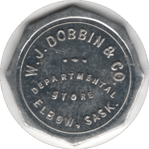 1911 W.J. Dobbin & Co. Departmental Store Elbow Sask. "1c in Trade" Token Type 2 #1400j1