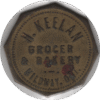 C.1920 H. Keelan Grocer & Baker Mildmay ONT. Brass width=