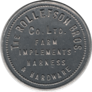 '1912-1934 The Rollefson Bro''s Co. Ltd. Swift Current Sask. 50C Token Mintage: 100 #6640e'