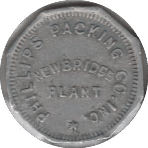 '1930s Phillip''s Packing Co. inc. Newbridge Maryland. 5 Cent Voucher Token'