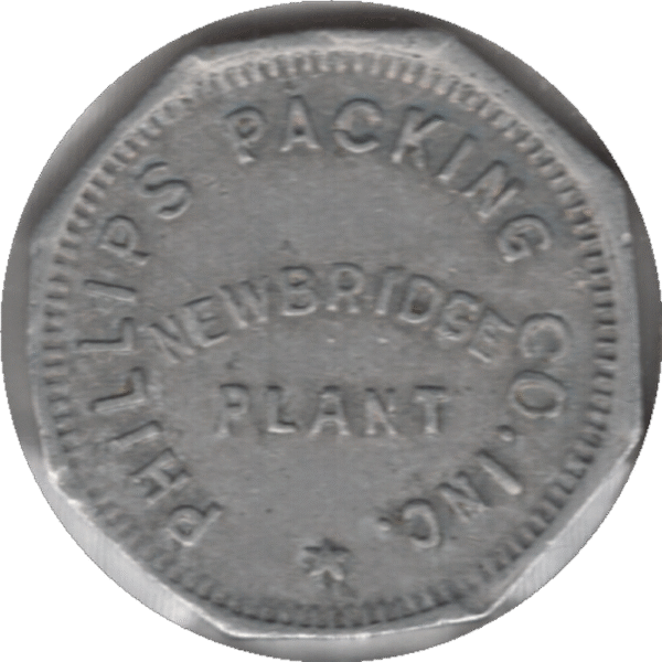 '1930s Phillip''s Packing Co. inc. Newbridge Maryland. 5 Cent Voucher Token'