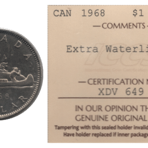 Canada 1968 "Extra Waterlines" Dollar ICCS MS65 (Ch#RC-900a Schön#66.1)